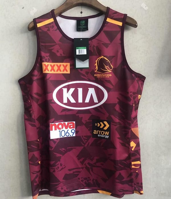 Brisbane Broncos 2021 Men's Training Rugby Singlet - Image 5