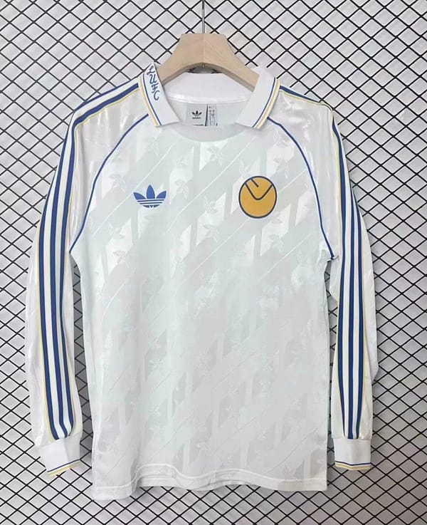 24/25 Leeds United  Adidas LFSTR Retro Long Sleeve White Jersey - Image 7