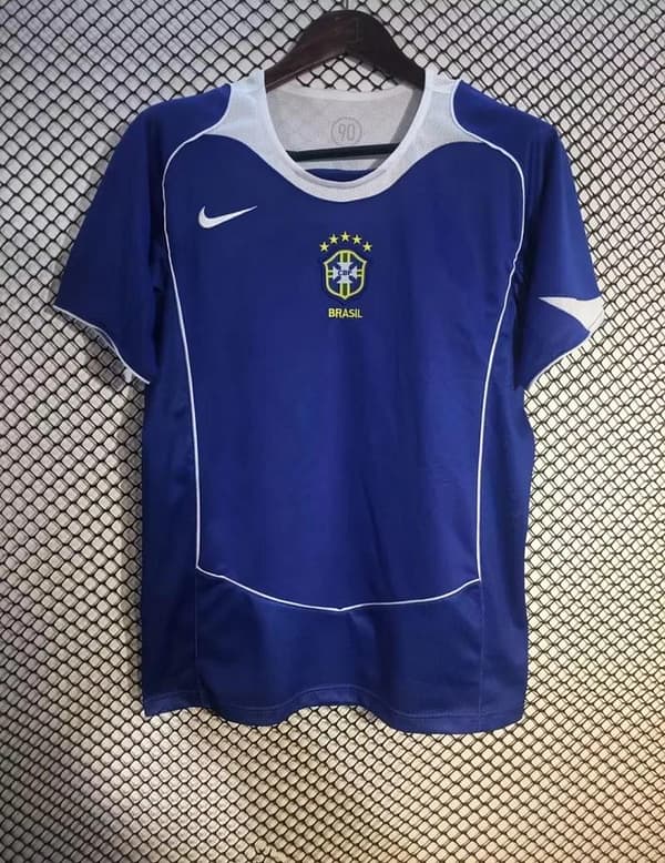 Retro 2004 Brazil Away Blue Jersey