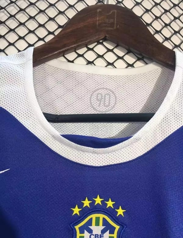 Retro 2004 Brazil Away Blue Jersey - Image 6