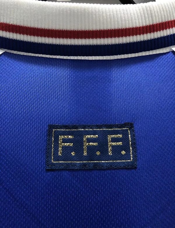 Retro 1998 Long Sleeve France Home Soccer Jersey With 98 France Patch - Image 3