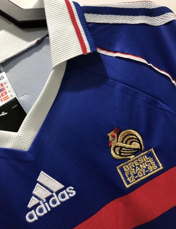 Retro 1998 Long Sleeve France Home Soccer Jersey With 98 France Patch - Image 7