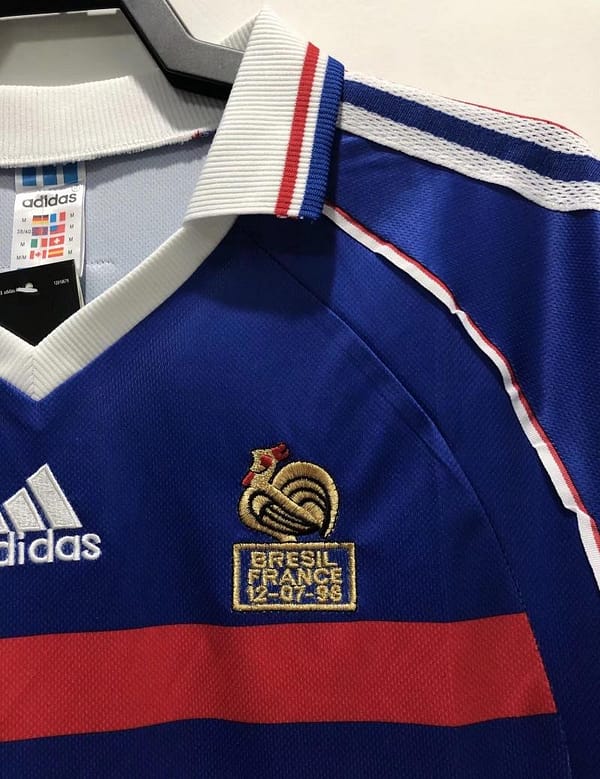 Retro 1998 Long Sleeve France Home Soccer Jersey With 98 France Patch - Image 8