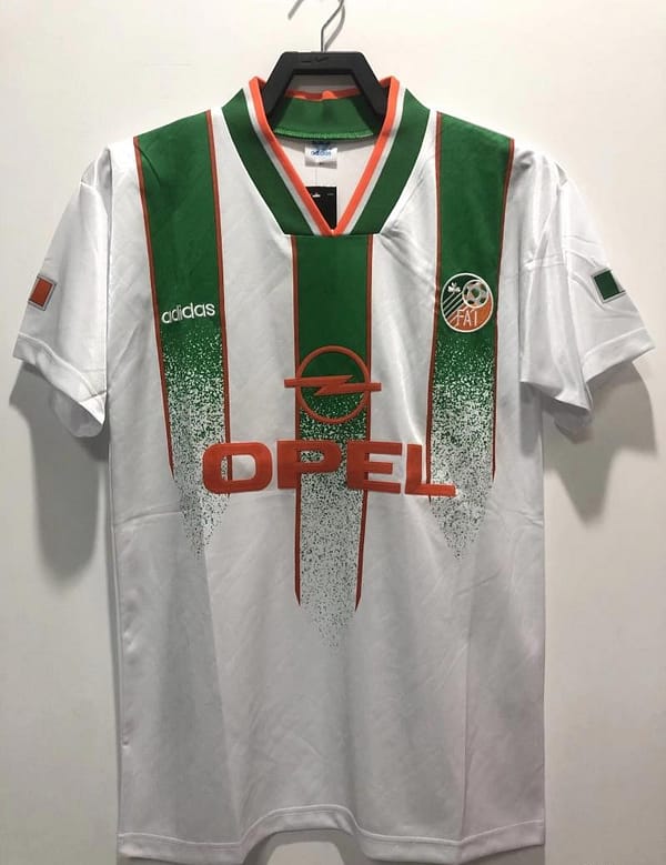 Retro 1994 Ireland Away White With OPEL Sponpsor Soccer Jersey
