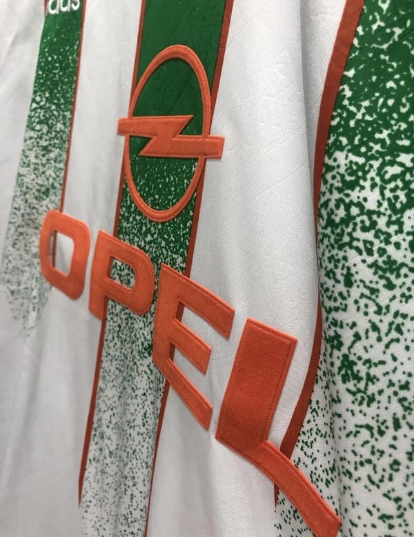 Retro 1994 Ireland Away White With OPEL Sponpsor Soccer Jersey - Image 4