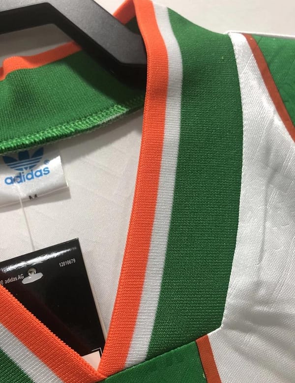 Retro 1994 Ireland Away White With OPEL Sponpsor Soccer Jersey - Image 9