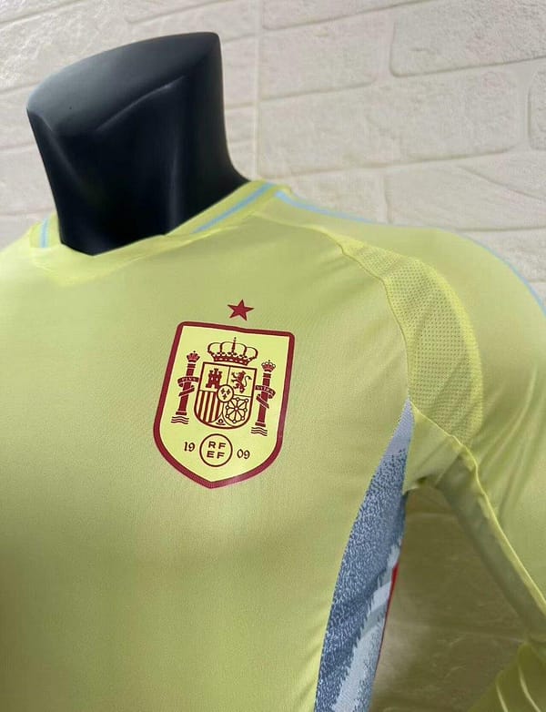 Player Version 2024 Spain Away Yellow Long Sleeve Jersey - Image 6