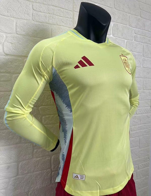 Player Version 2024 Spain Away Yellow Long Sleeve Jersey - Image 8