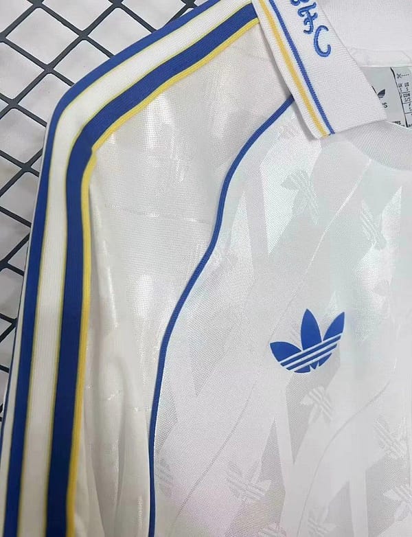 24/25 Leeds United  Adidas LFSTR Retro Long Sleeve White Jersey - Image 4