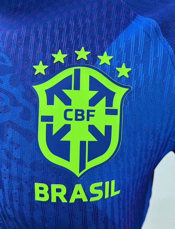 Player Version 2025 Brazil Away Blue Long Sleeve Jersey - Image 3
