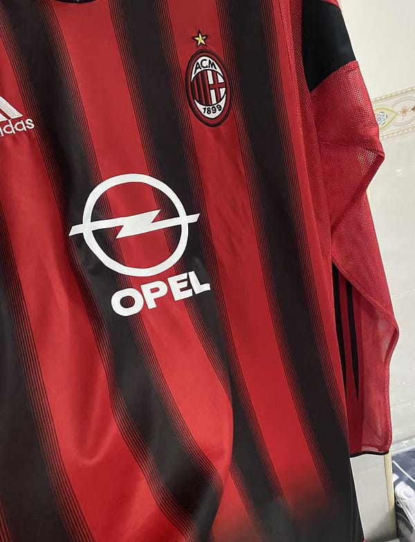 Retro 04 05 AC Milan Home Long Sleeve Jersey - Image 5