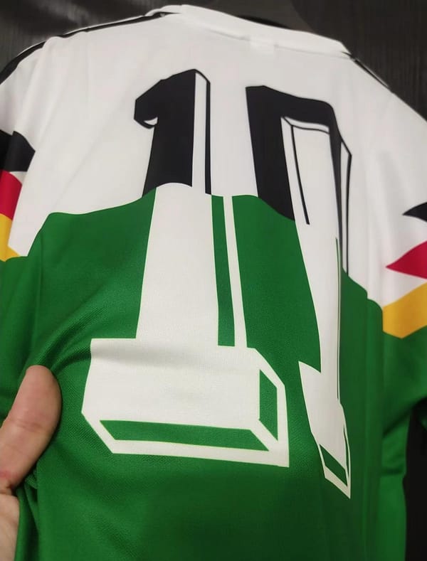 Retro1990 Germany Home With Mash-up Strip green Jersey - Image 3