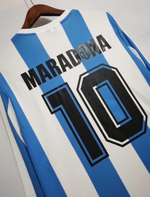 Retro 1986 Argentina Home Long Sleeve Jersey - Image 3