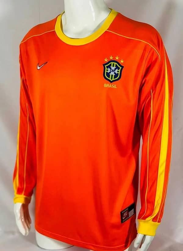 Retro 1998 Brazil Goalkeeper Orange Jersey - Image 3
