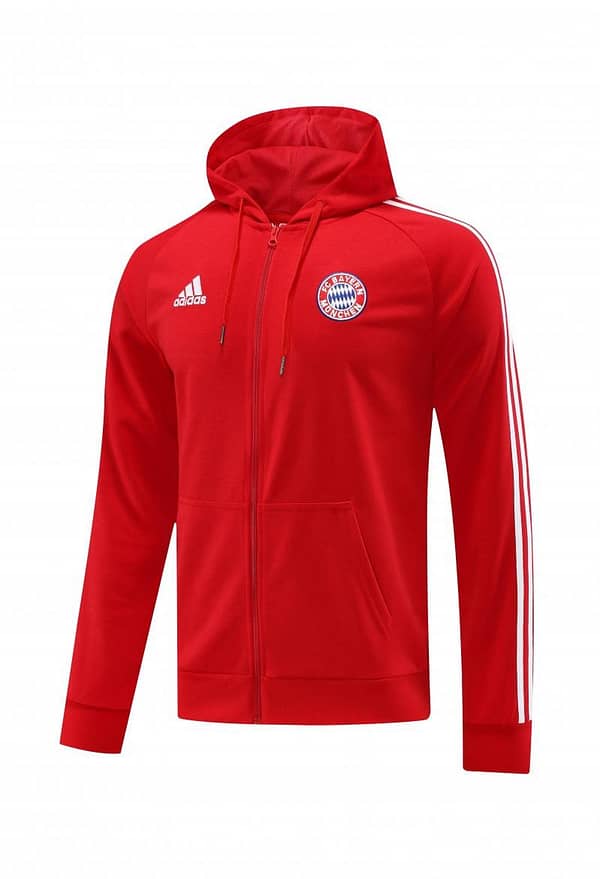 2023 Bayern Munich Red Hoodie Full Zipper Tracksuit - Image 7