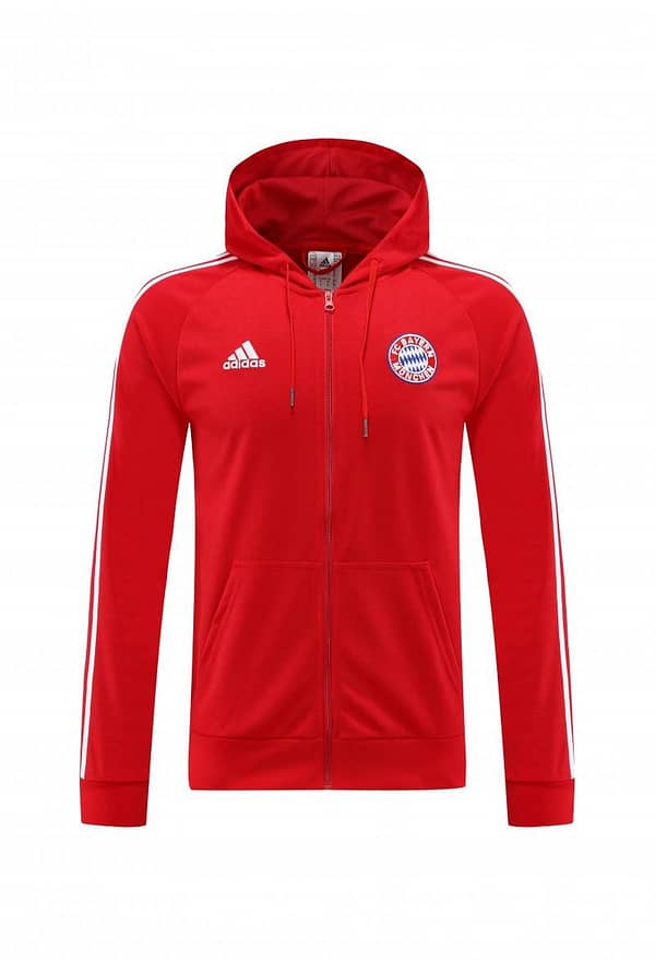 2023 Bayern Munich Red Hoodie Full Zipper Tracksuit - Image 8