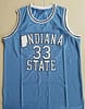 Larry Bird 33 Indiana State College Light Blue Basketball Jersey