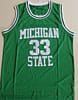 Magic Johnson 33 Michigan State College Green Basketball Jersey