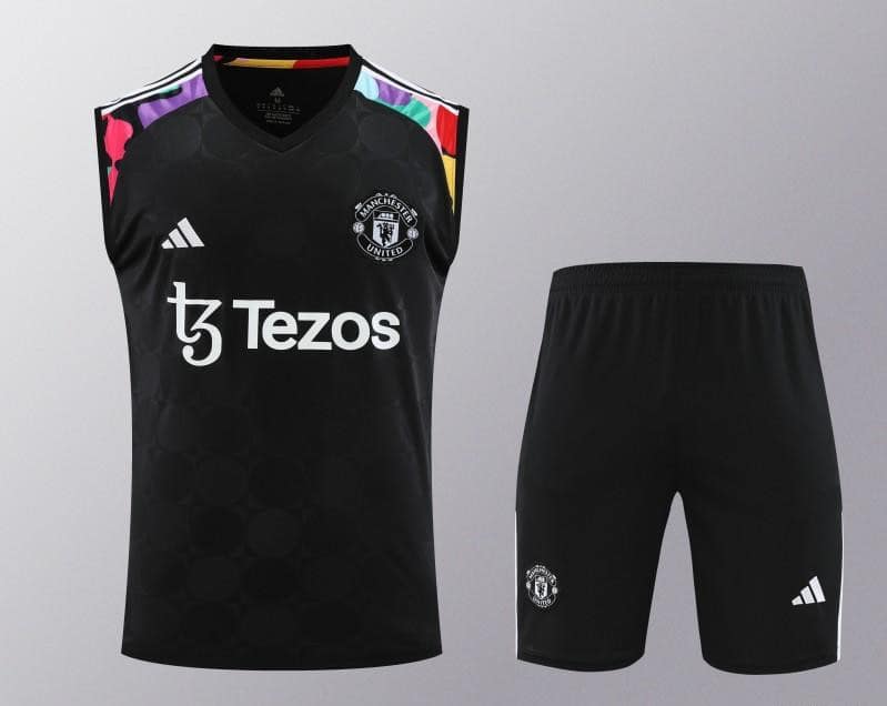 24/25 Manchester United Black Vest Jeresy+Shorts - Image 20