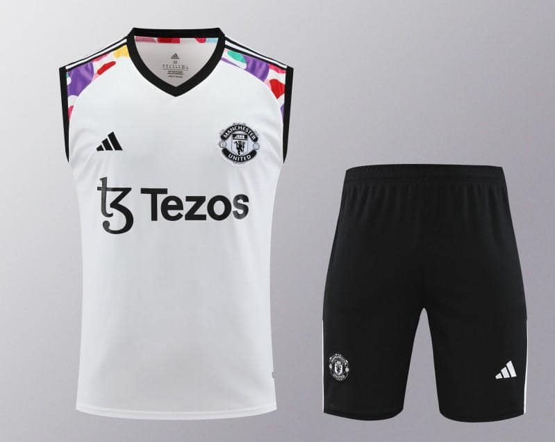 24/25 Manchester United White Vest Jeresy+Shorts - Image 21