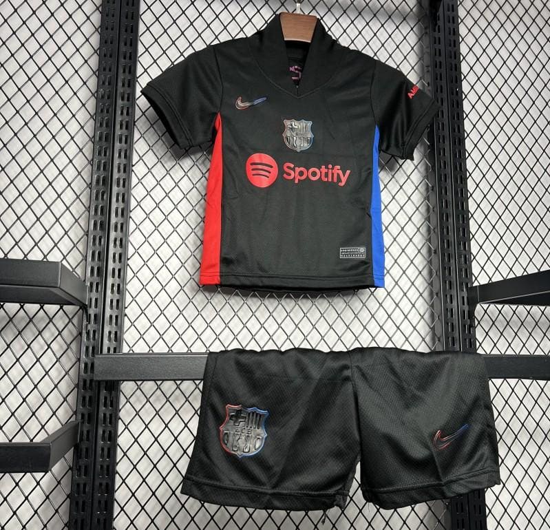 24/25 Kids Barcelona Away Black Jersey - Image 2