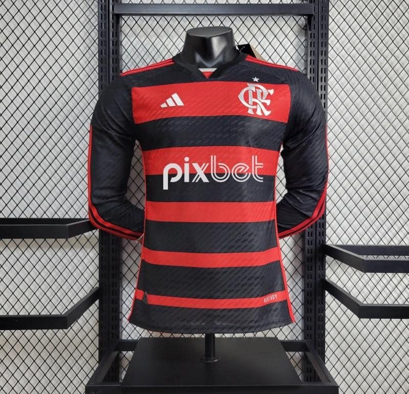 Player Version 24/25 Flamengo Home Long Sleeve Jersey+ All Sponsored - Image 3
