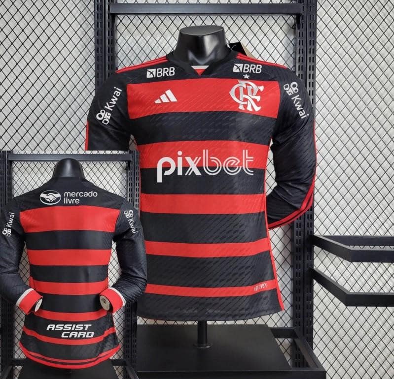 Player Version 24/25 Flamengo Home Long Sleeve Jersey+ All Sponsored - Image 4