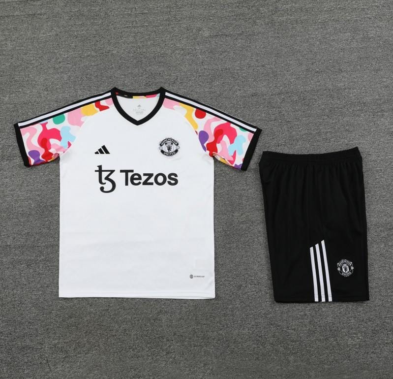 24/25 Manchester United White Short Sleeve Jeresy+Shorts - Image 11