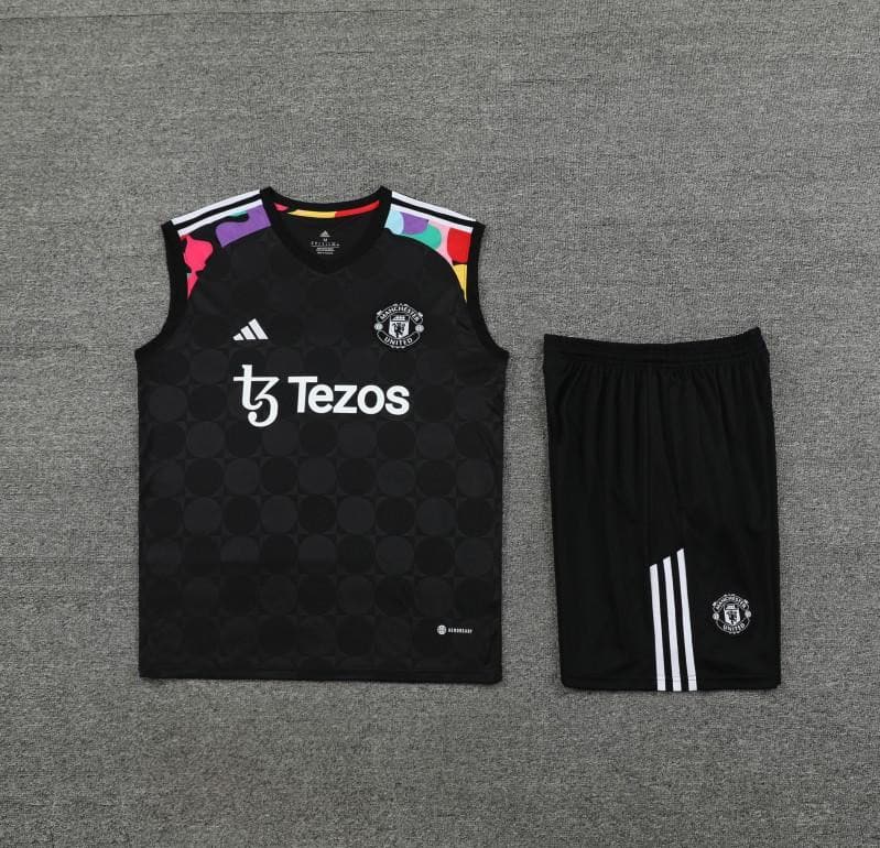24/25 Manchester United Black Vest Jeresy+Shorts - Image 10