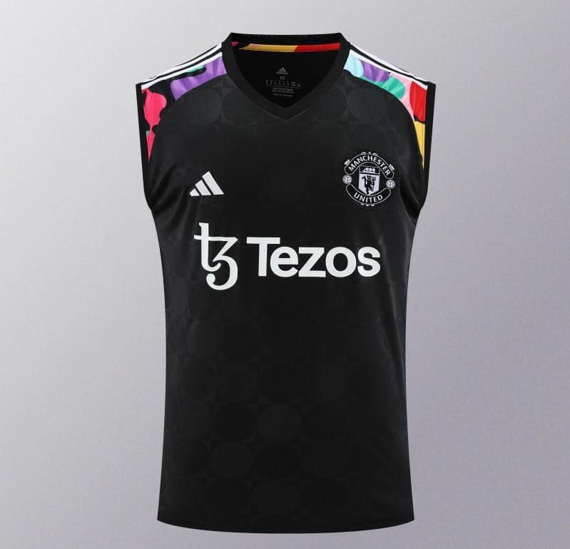24/25 Manchester United Black Vest Jeresy+Shorts - Image 16