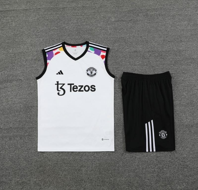 24/25 Manchester United White Vest Jeresy+Shorts - Image 11